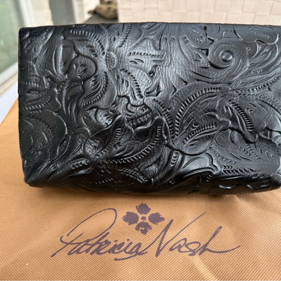 Patricia Nash Black Floral Embossed Wristlet - Picture 2 of 6